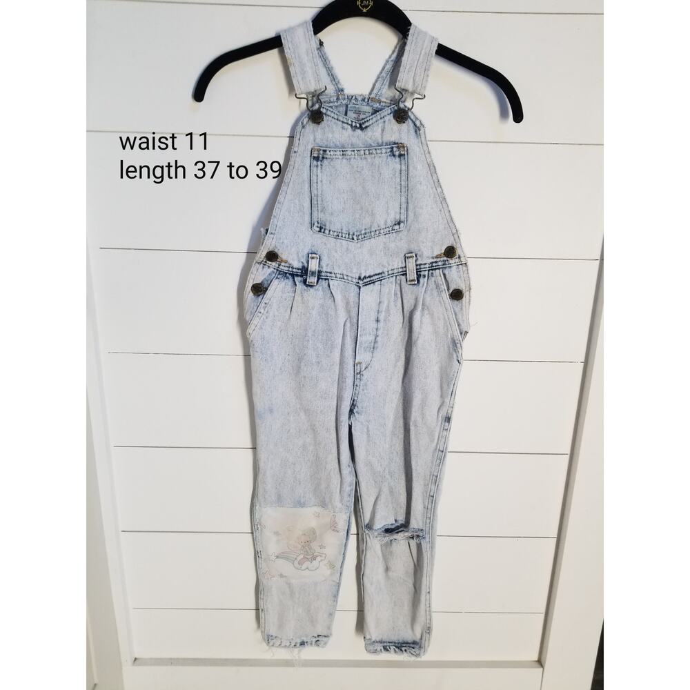 Jet Set Pleaded Acid Washed Girls Overalls Distressed Size 6 Kids Vintage Y2K